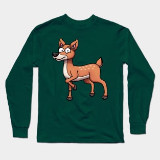 Cute Happy Cartoon Female Deer Long Sleeve T-Shirt